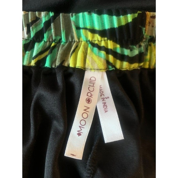 Moon Orchid Skirt Midi Women's Small Black/Floral Flowly Elastic Waist - Picture 7 of 9